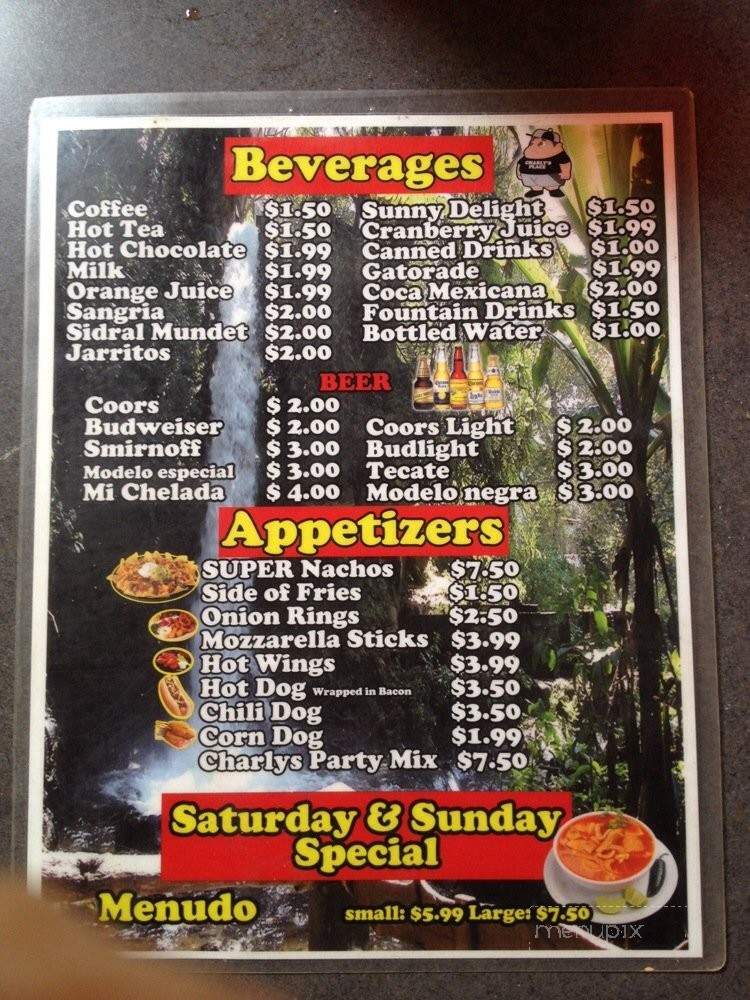 Charly's Place - Guadalupe, CA menu_pic