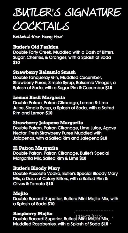 Butlers - Amarillo, TX menu_pic