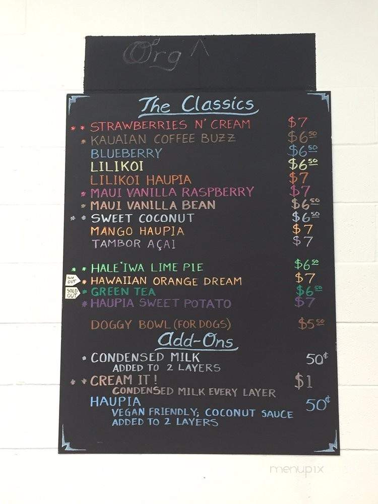 Country Shave Ice - Honolulu, HI menu_pic