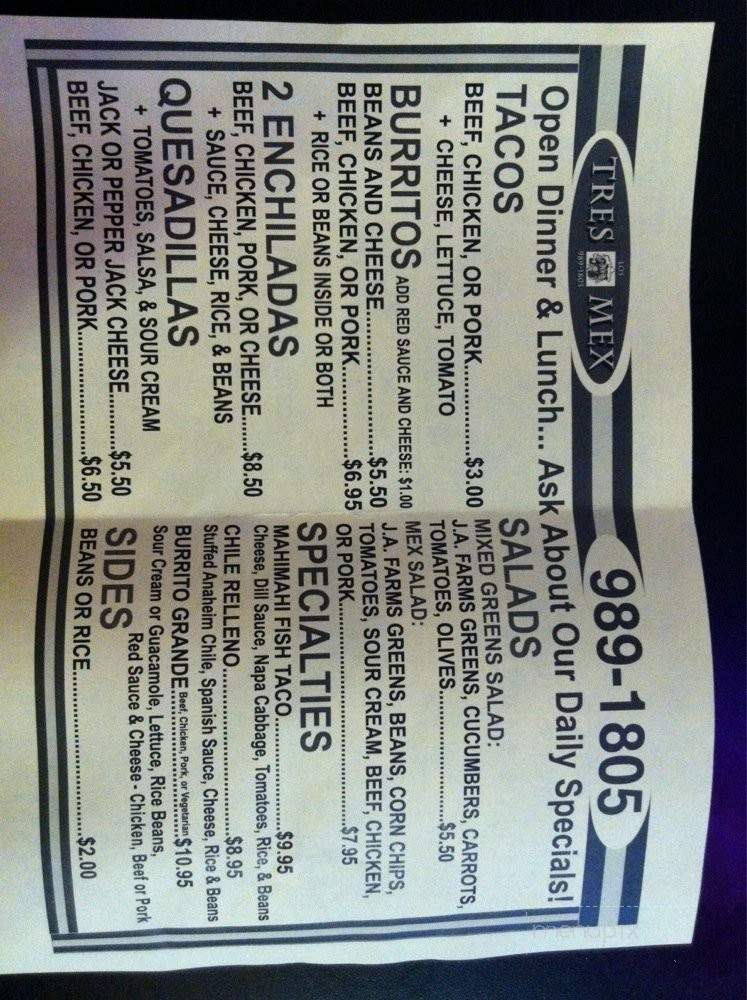 Los Tres Mex - Waimea, HI menu_pic