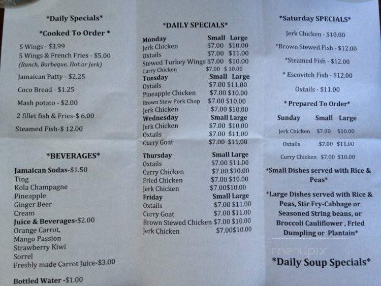 Reggae Grill - Charleston, SC menu_pic