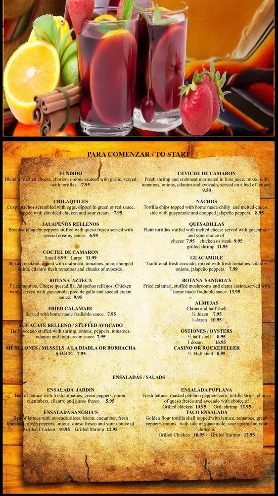 Sangria's Mexican Restaurant - Congers, NY menu_pic