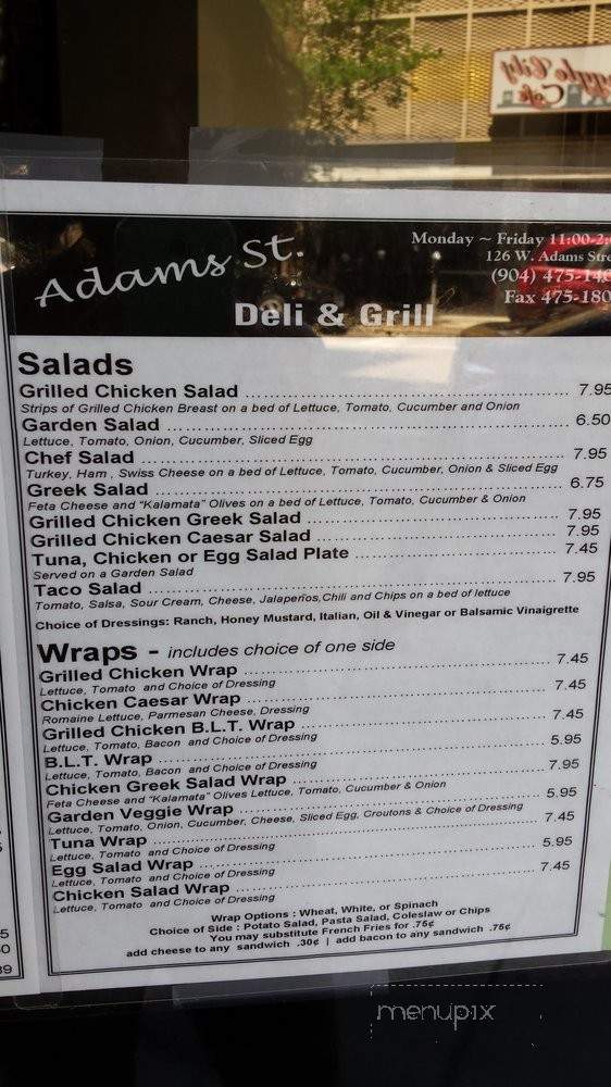 Adams Street Deli and Grill - Jacksonville, FL menu_pic