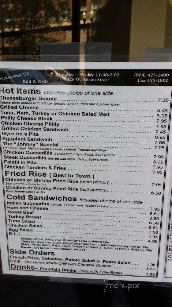 Adams Street Deli and Grill - Jacksonville, FL menu_pic