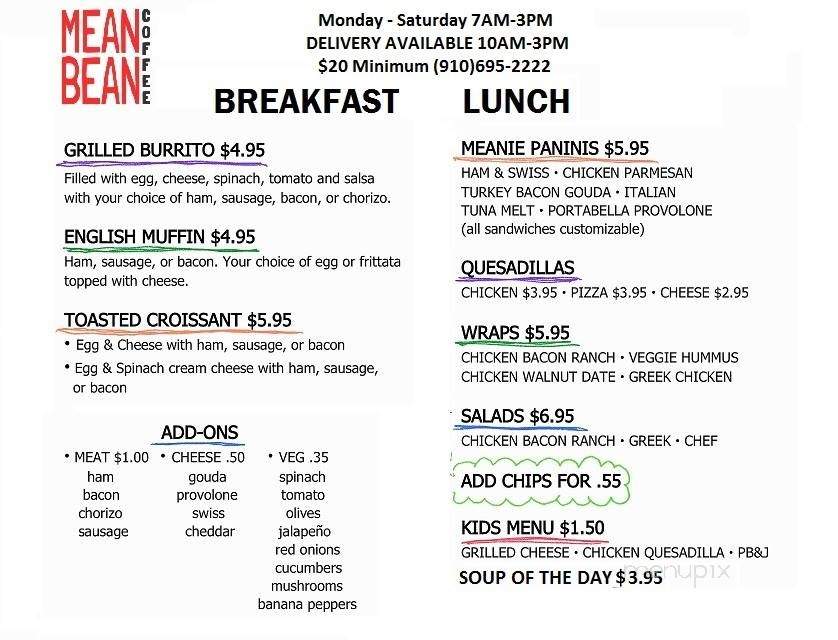 Mean Bean Coffee - Carthage, NC menu_pic