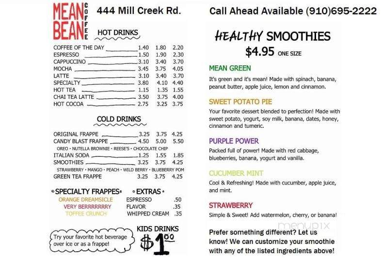 Mean Bean Coffee - Carthage, NC menu_pic