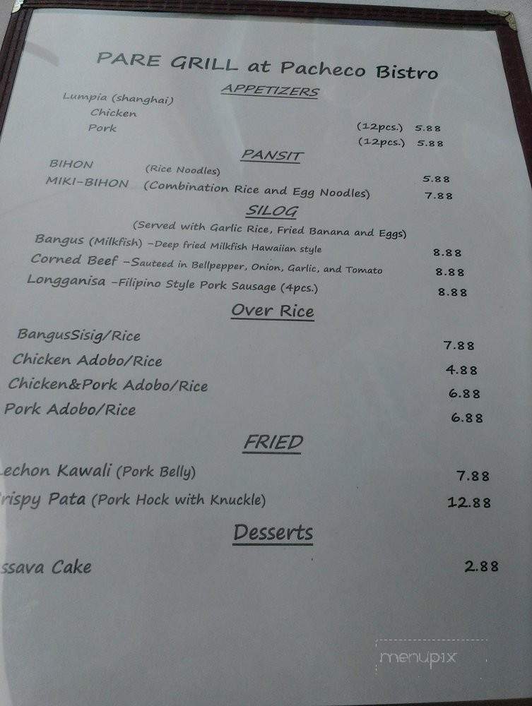 Pacheco Bistro - Martinez, CA menu_pic