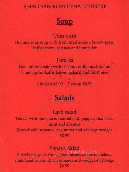 Khao San Road Thai Cuisine - Seattle, WA menu_pic