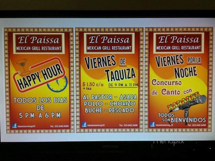 El Paissa Mexican Grill - Los Angeles, CA menu_pic