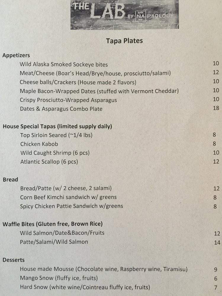 The Lab By Napaology - San Francisco, CA menu_pic