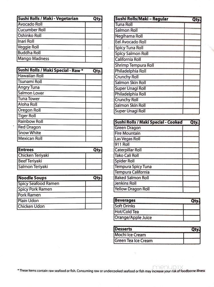 Kajitsu Sushi - Beaverton, OR menu_pic