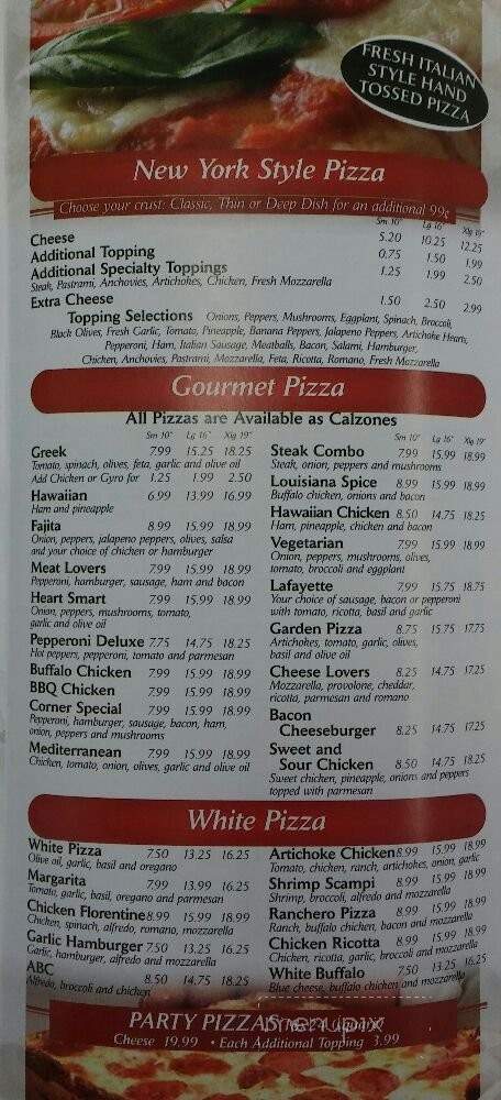 Corner Pizza and Grill - Northbridge, MA menu_pic