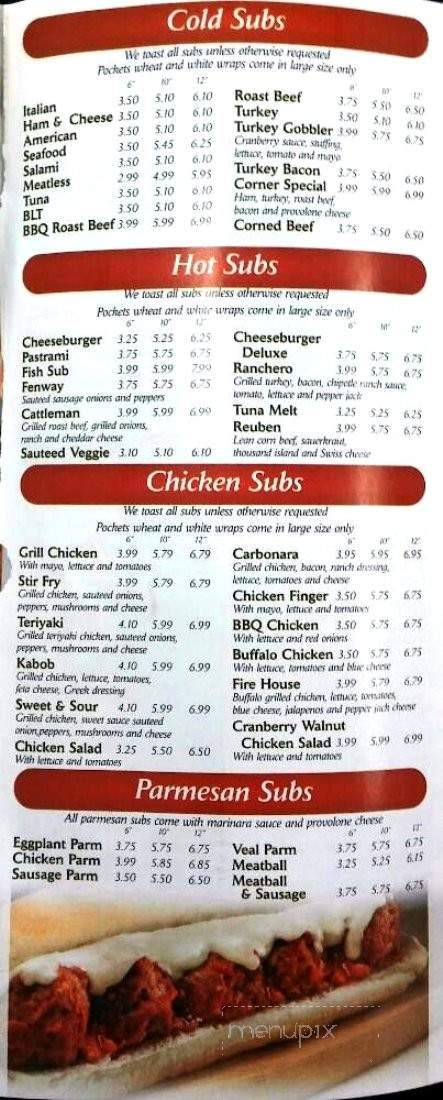 Corner Pizza and Grill - Northbridge, MA menu_pic