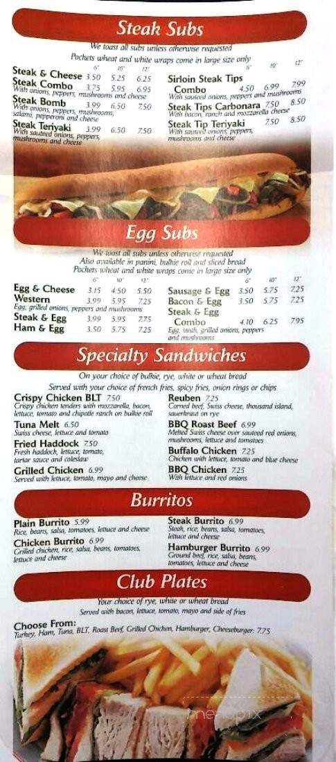 Corner Pizza and Grill - Northbridge, MA menu_pic