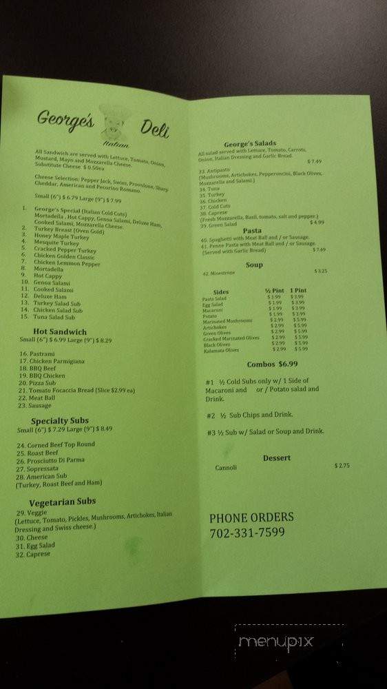 George's Italian Deli - Las Vegas, NV menu_pic