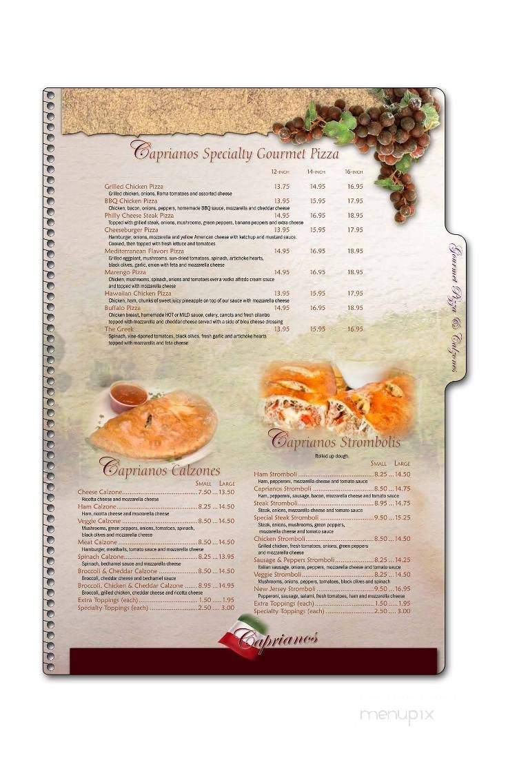 Capriano's Italian Cuisine - Salisbury, NC menu_pic