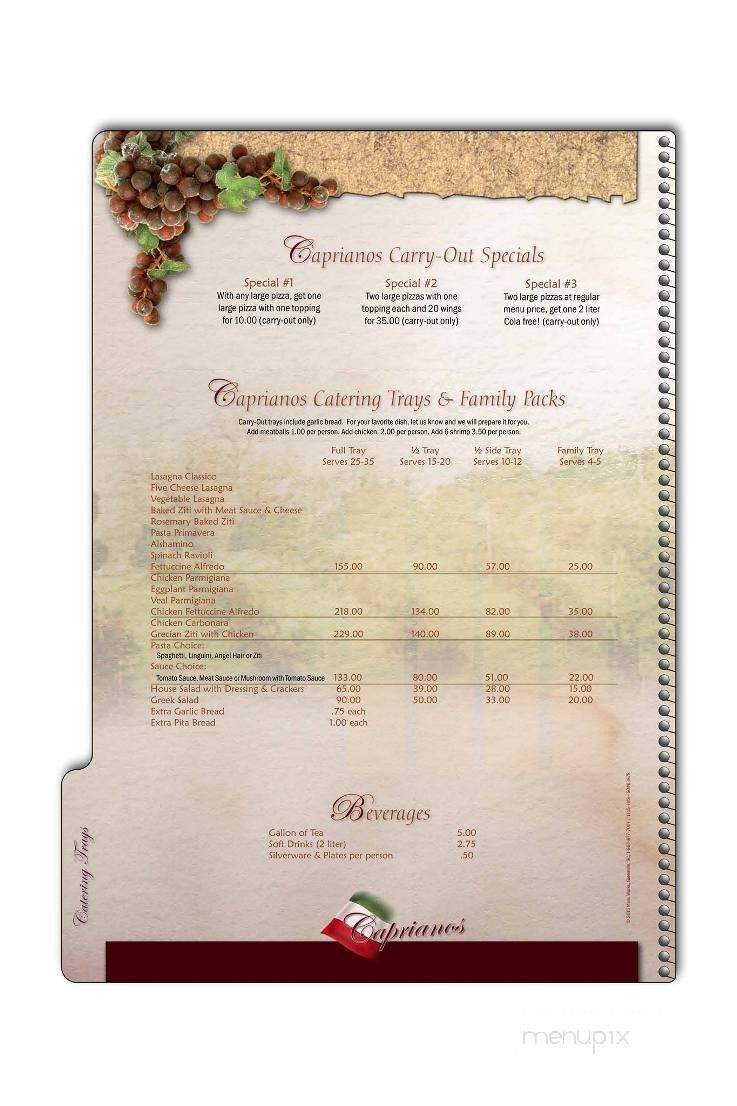 Capriano's Italian Cuisine - Salisbury, NC menu_pic