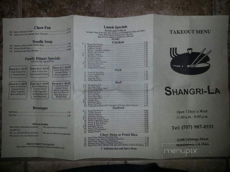 Shangri-La - Middletown, CA menu_pic