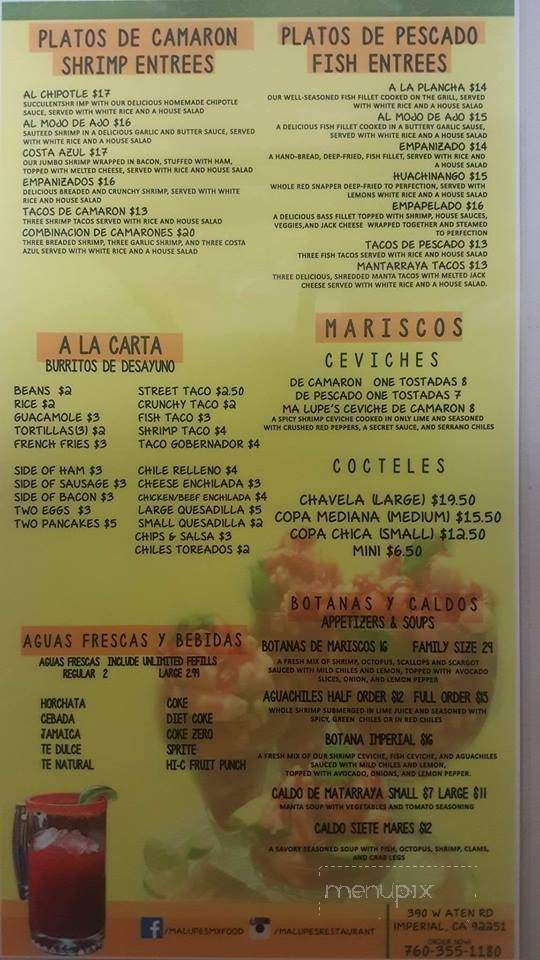 Ma Lupe's - Imperial, CA menu_pic