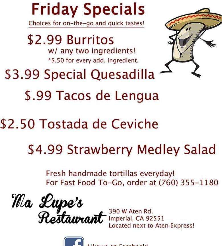 Ma Lupe's - Imperial, CA menu_pic
