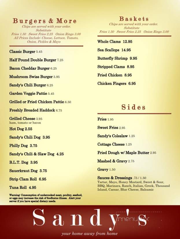 Sandy's Drive-in - Sharon, VT menu_pic