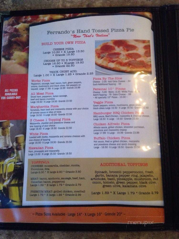 Ferrando's Italian Pizzeria - Aiken, SC menu_pic