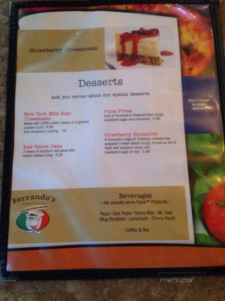Ferrando's Italian Pizzeria - Aiken, SC menu_pic