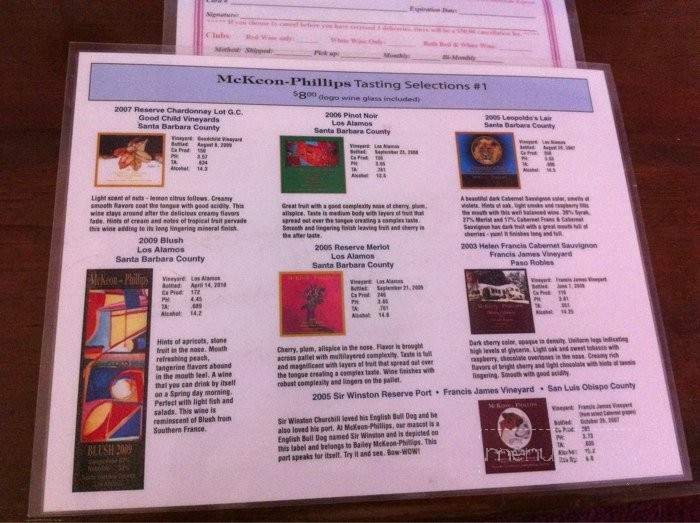 McKeon-Phillips Winery - Santa Maria, CA menu_pic