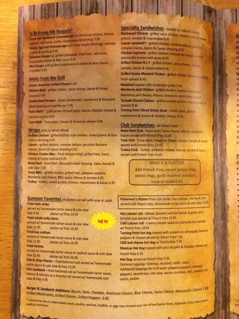 The Point on 138 Restaurant & Bar - Griswold, CT menu_pic