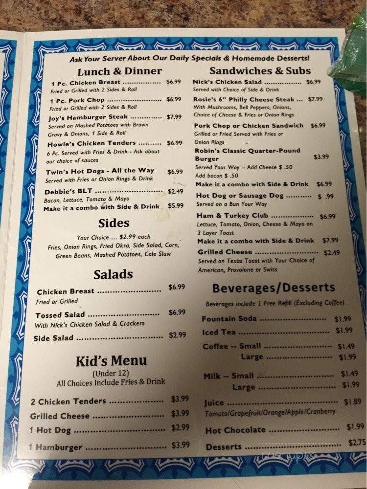 Robin's On Main - Hope Mills, NC menu_pic