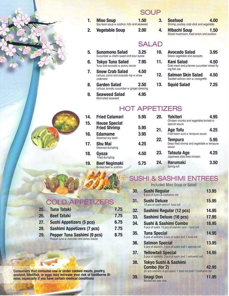 Tokyo Japanese Restaurant - Statesboro, GA menu_pic