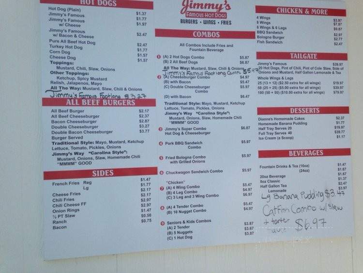 Jimmy's Famous Hot Dogs - Mebane, NC menu_pic