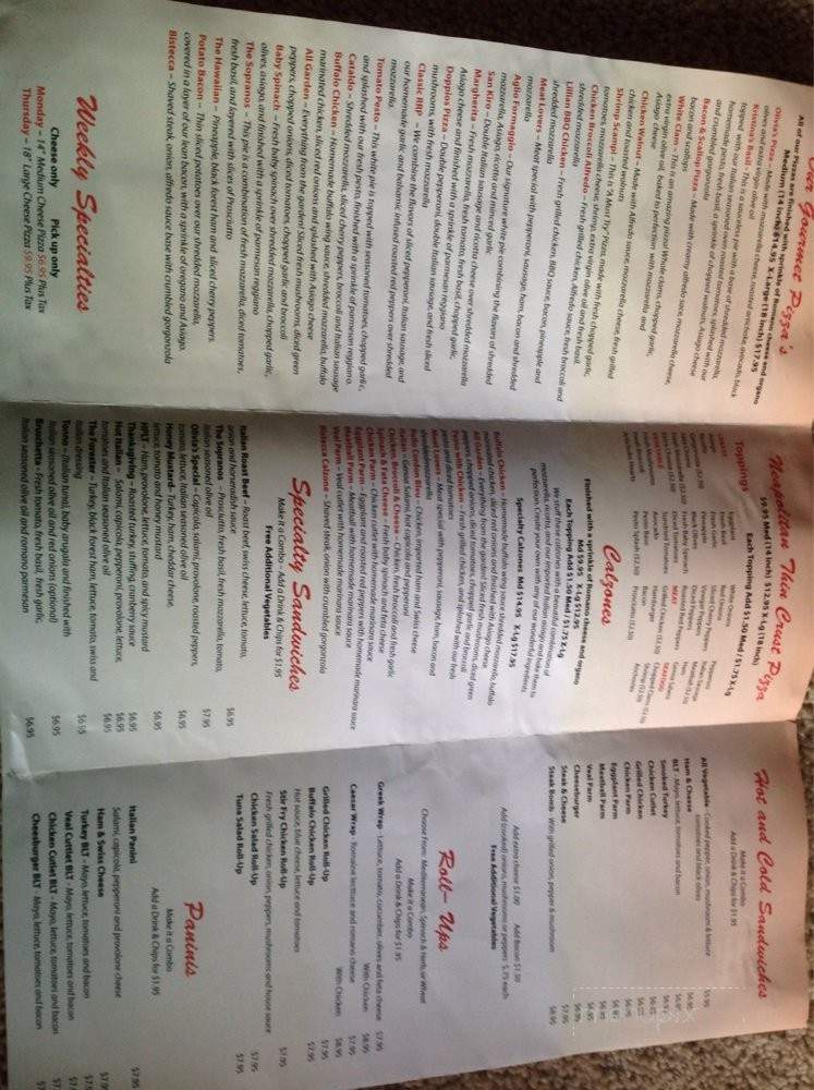Olivia's Neapolitan Pizza - Canton, MA menu_pic
