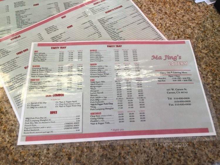 Ma Jing's Eatery - Carson, CA menu_pic