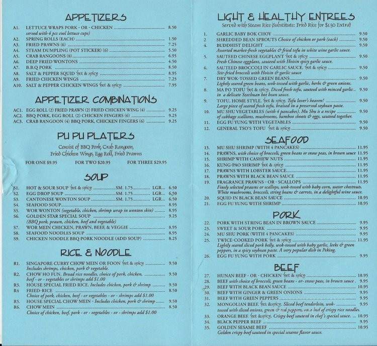 Golden Star - Sequim, WA menu_pic