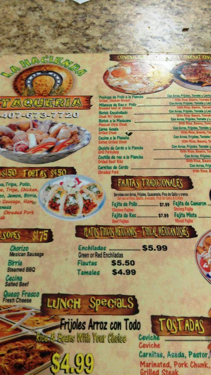 La Hacienda Market and Taqueria - Winter Park, FL menu_pic