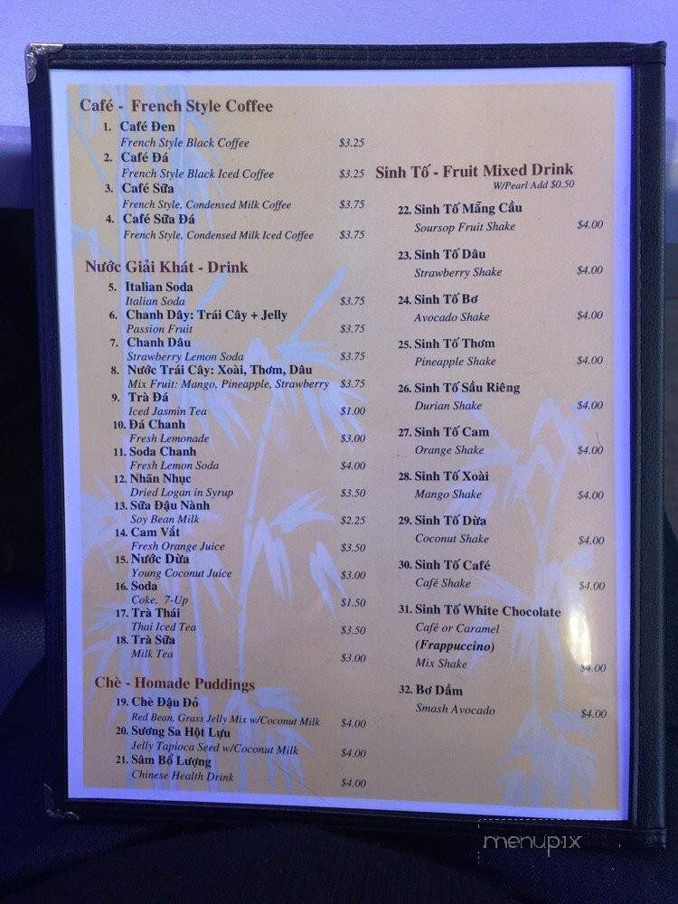 Pho Thien Huong - San Jose, CA menu_pic