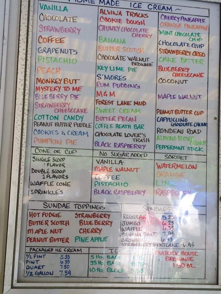 Alvin Rondeau's Dairy Bar - Palmer, MA menu_pic