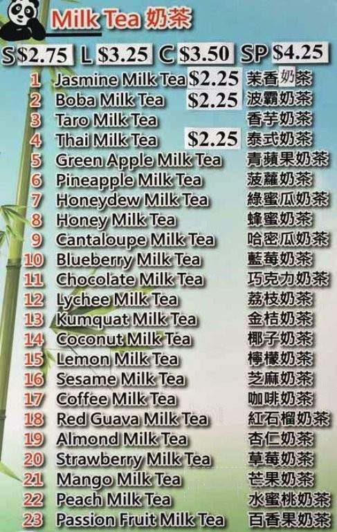 Panda Boba - San Francisco, CA menu_pic