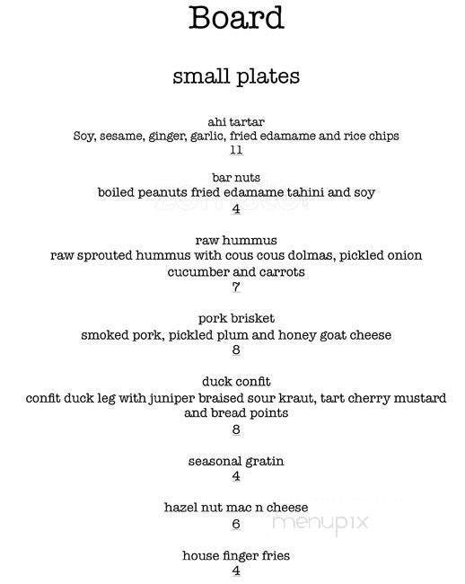 Board - Eugene, OR menu_pic