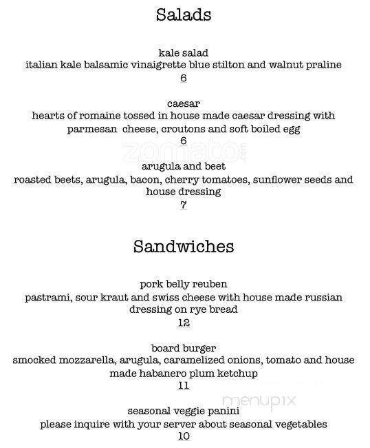 Board - Eugene, OR menu_pic