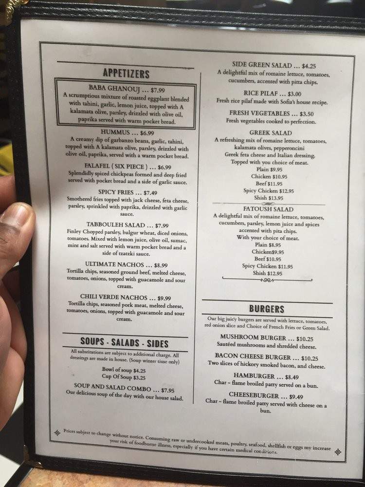Sofia's California Cuisine - Sanger, CA menu_pic