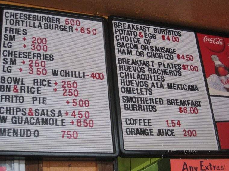 Toribios - El Prado, NM menu_pic