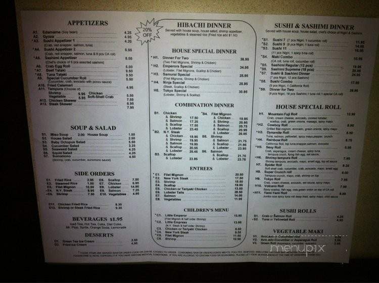 Hai Hai Japanese Steakhouse & Sushi - Hiram, GA menu_pic