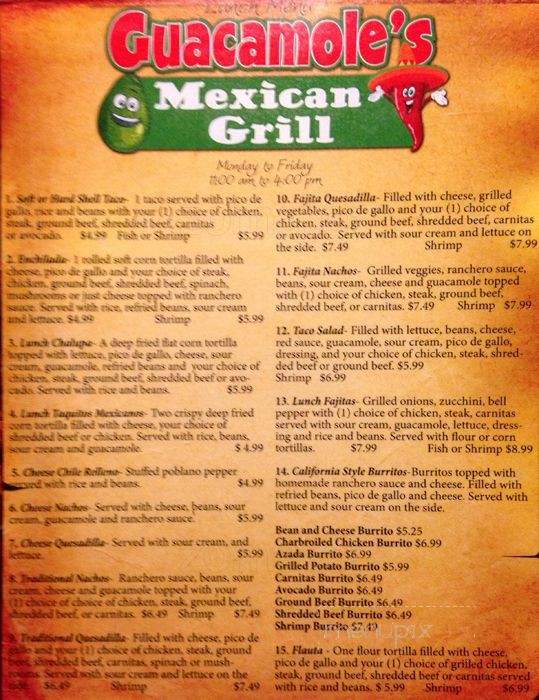 Guacamole's Mexican Grill - Gastonia, NC menu_pic