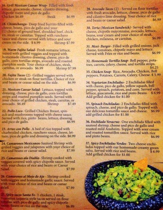 Guacamole's Mexican Grill - Gastonia, NC menu_pic
