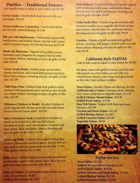 Guacamole's Mexican Grill - Gastonia, NC menu_pic