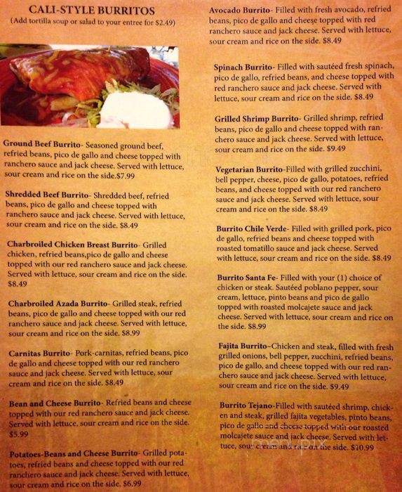 Guacamole's Mexican Grill - Gastonia, NC menu_pic