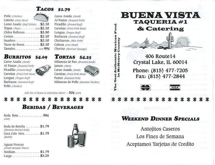 La Mexicana Buena Vista - Crystal Lake, IL menu_pic