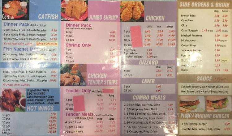 Crispy Seafood and Chicken Menu II